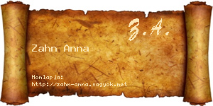 Zahn Anna névjegykártya